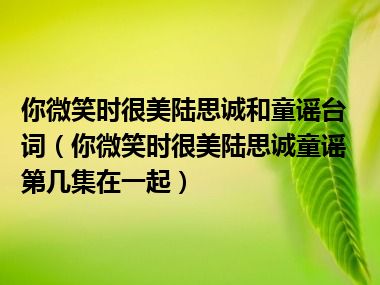 你微笑时很美陆思诚和童谣台词（你微笑时很美陆思诚童谣第几集在一起）