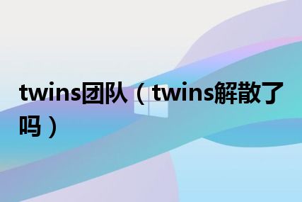 twins团队（twins解散了吗）