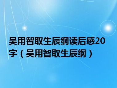 吴用智取生辰纲读后感20字（吴用智取生辰纲）