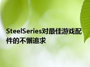 SteelSeries对最佳游戏配件的不懈追求