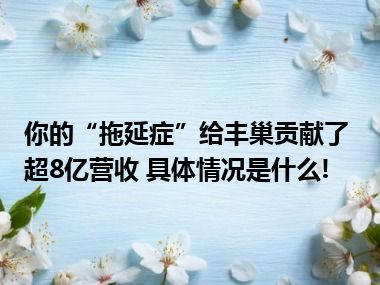 你的“拖延症”给丰巢贡献了超8亿营收 具体情况是什么!