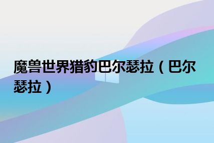 魔兽世界猎豹巴尔瑟拉（巴尔瑟拉）