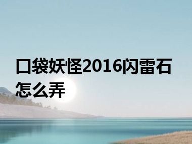 口袋妖怪2016闪雷石怎么弄