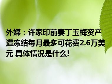 外媒：许家印前妻丁玉梅资产遭冻结每月最多可花费2.6万美元 具体情况是什么!