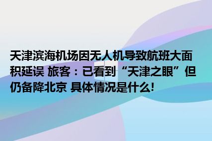 天津滨海机场因无人机导致航班大面积延误 旅客：已看到“天津之眼”但仍备降北京 具体情况是什么!