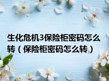 生化危机3保险柜密码怎么转（保险柜密码怎么转）