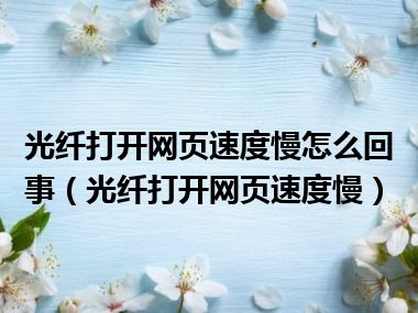 光纤打开网页速度慢怎么回事（光纤打开网页速度慢）