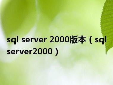 sql server 2000版本（sqlserver2000）