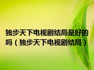 独步天下电视剧结局是好的吗（独步天下电视剧结局）