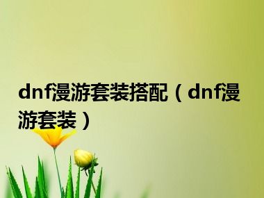 dnf漫游套装搭配（dnf漫游套装）