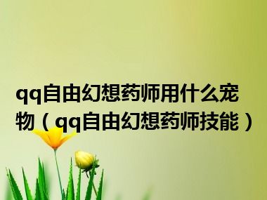 qq自由幻想药师用什么宠物（qq自由幻想药师技能）