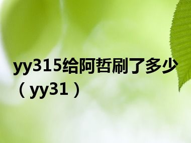 yy315给阿哲刷了多少（yy31）