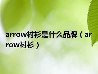 arrow衬衫是什么品牌（arrow衬衫）