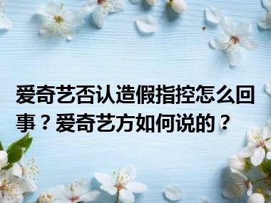 爱奇艺否认造假指控怎么回事？爱奇艺方如何说的？