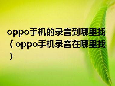 oppo手机的录音到哪里找（oppo手机录音在哪里找）