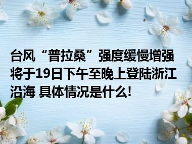 台风“普拉桑”强度缓慢增强 将于19日下午至晚上登陆浙江沿海 具体情况是什么!