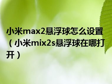 小米max2悬浮球怎么设置（小米mix2s悬浮球在哪打开）