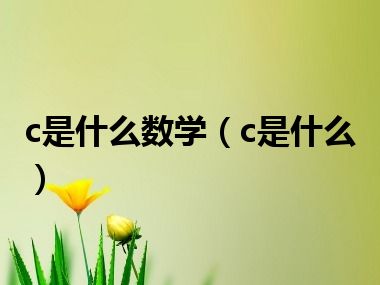 c是什么数学（c是什么）