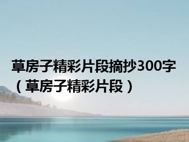 草房子精彩片段摘抄300字（草房子精彩片段）