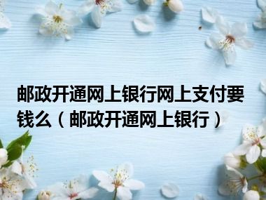 邮政开通网上银行网上支付要钱么（邮政开通网上银行）