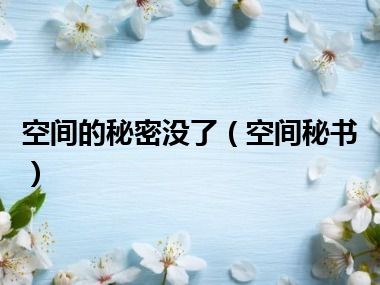 空间的秘密没了（空间秘书）