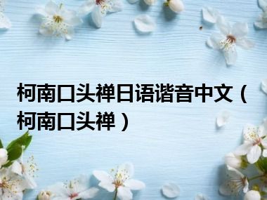 柯南口头禅日语谐音中文（柯南口头禅）