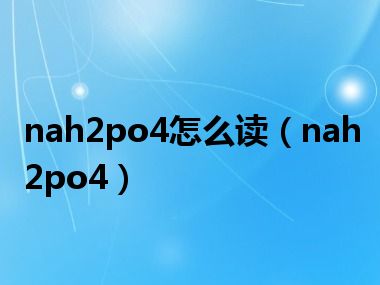 nah2po4怎么读（nah2po4）