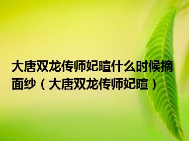 大唐双龙传师妃暄什么时候摘面纱（大唐双龙传师妃暄）