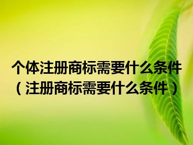 个体注册商标需要什么条件（注册商标需要什么条件）