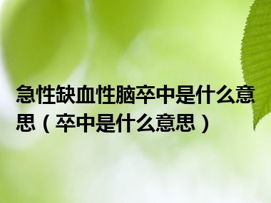 急性缺血性脑卒中是什么意思（卒中是什么意思）