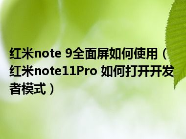 红米note 9全面屏如何使用（红米note11Pro 如何打开开发者模式）