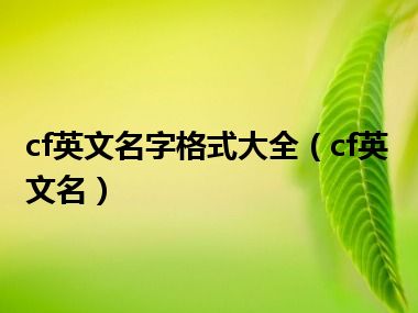 cf英文名字格式大全（cf英文名）