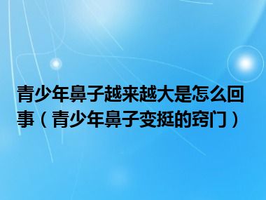 青少年鼻子越来越大是怎么回事（青少年鼻子变挺的窍门）