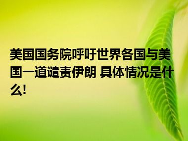 美国国务院呼吁世界各国与美国一道谴责伊朗 具体情况是什么!