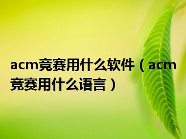 acm竞赛用什么软件（acm竞赛用什么语言）