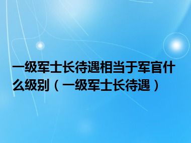 一级军士长待遇相当于军官什么级别（一级军士长待遇）