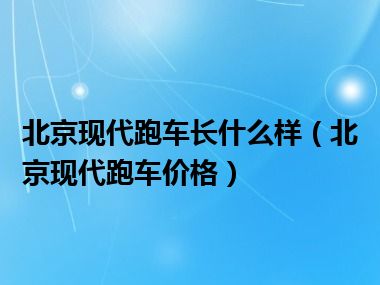 北京现代跑车长什么样（北京现代跑车价格）