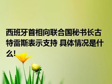 西班牙首相向联合国秘书长古特雷斯表示支持 具体情况是什么!