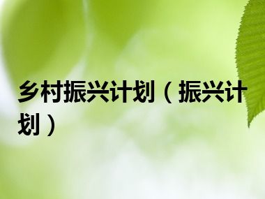 乡村振兴计划（振兴计划）