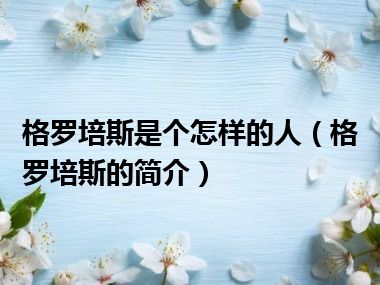 格罗培斯是个怎样的人（格罗培斯的简介）