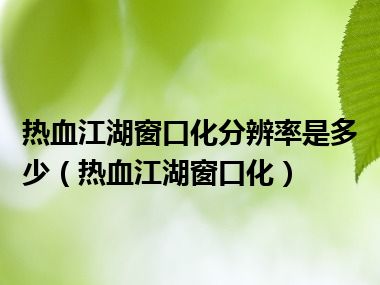 热血江湖窗口化分辨率是多少（热血江湖窗口化）