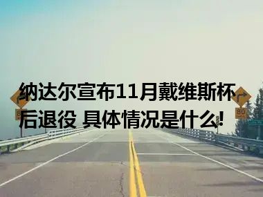 纳达尔宣布11月戴维斯杯后退役 具体情况是什么!