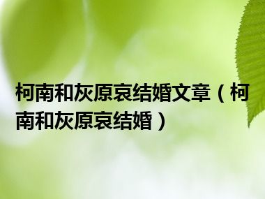 柯南和灰原哀结婚文章（柯南和灰原哀结婚）