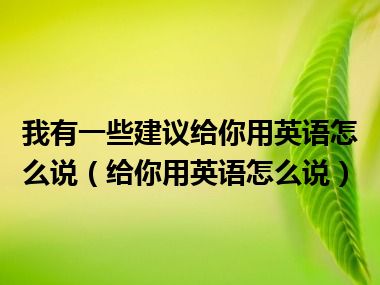 我有一些建议给你用英语怎么说（给你用英语怎么说）