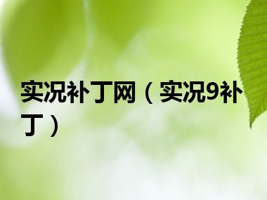 实况补丁网（实况9补丁）