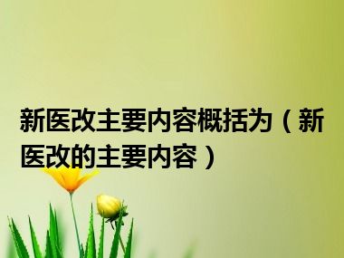 新医改主要内容概括为（新医改的主要内容）