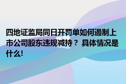 四地证监局同日开罚单如何遏制上市公司股东违规减持？ 具体情况是什么!