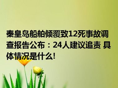 秦皇岛船舶倾覆致12死事故调查报告公布：24人建议追责 具体情况是什么!