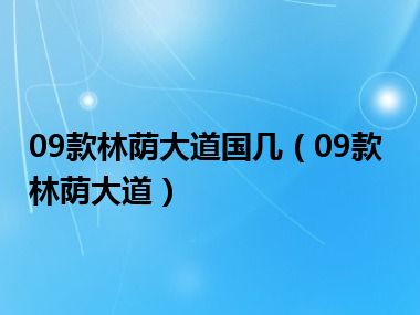 09款林荫大道国几（09款林荫大道）