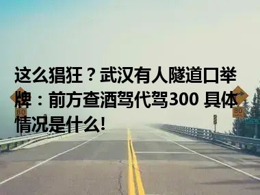 这么猖狂？武汉有人隧道口举牌：前方查酒驾代驾300 具体情况是什么!